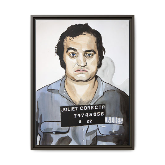 Jake Blues Mug Shot Painting - 18" x 24" Framed Canvas - White